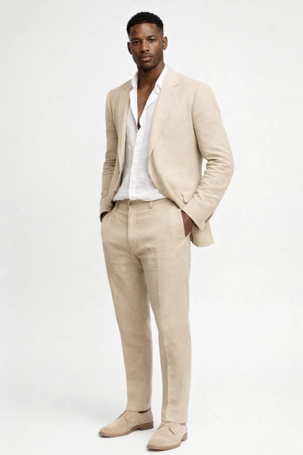 Linen Two-Piece Suit Structured Blazer and Trouser Set – Ballo