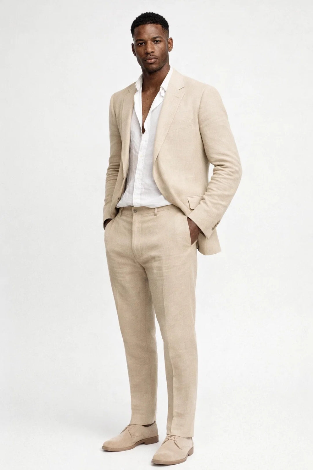 Linen Two-Piece Suit Structured Blazer and Trouser Set – Ballo