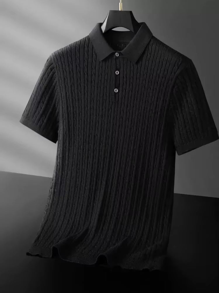Cotton Polo Textured Knit Tailored Fit – Fenro