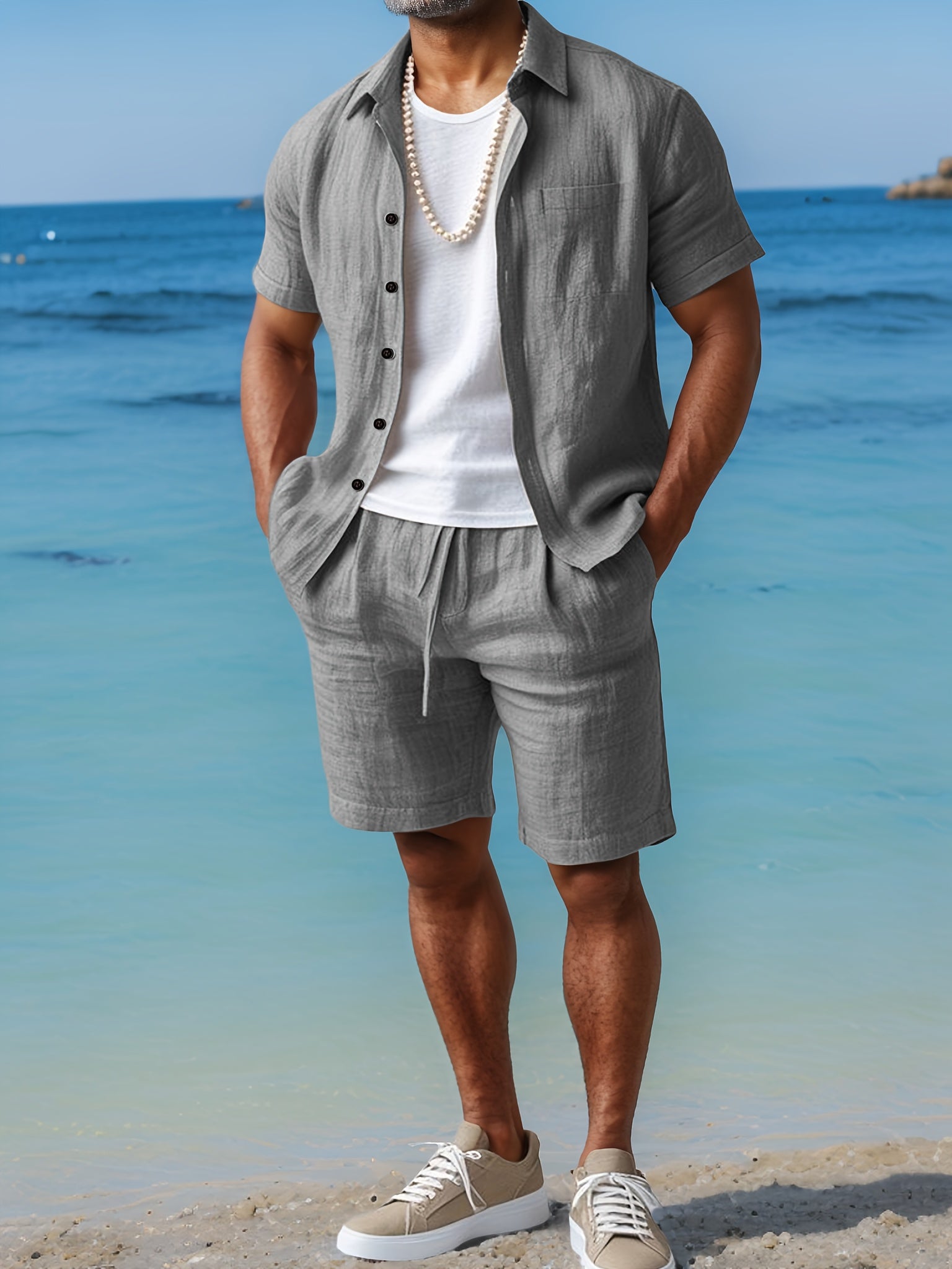 Linen Shirt and Shorts Set Regular Fit Short Sleeve Co-ord – Crest
