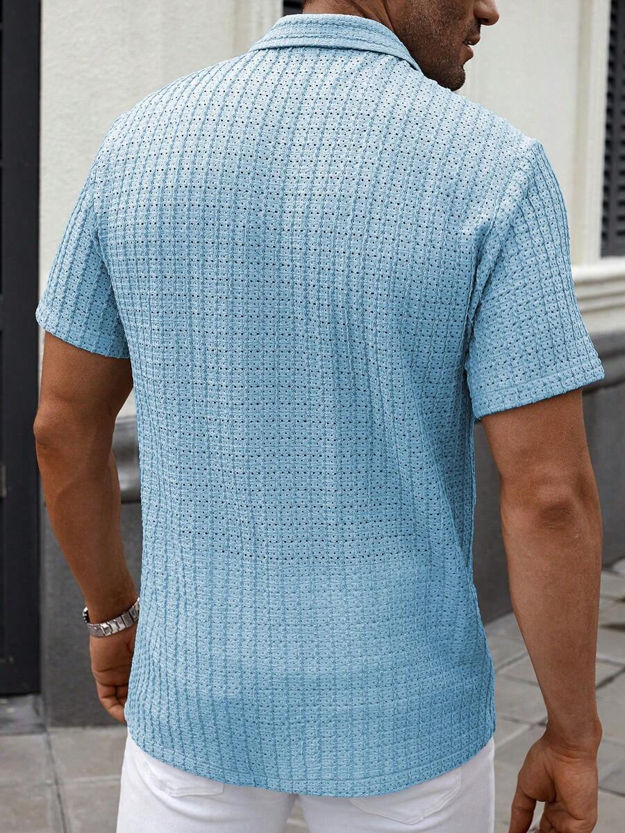 Shirt Shop Textured Mesh Cuban Collar Short Sleeve Shirt – Ralven