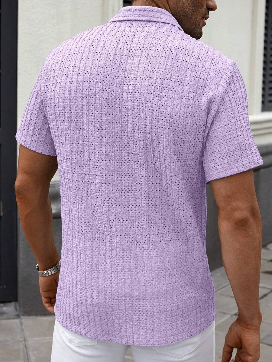 Shirt Shop Textured Mesh Cuban Collar Short Sleeve Shirt – Ralven