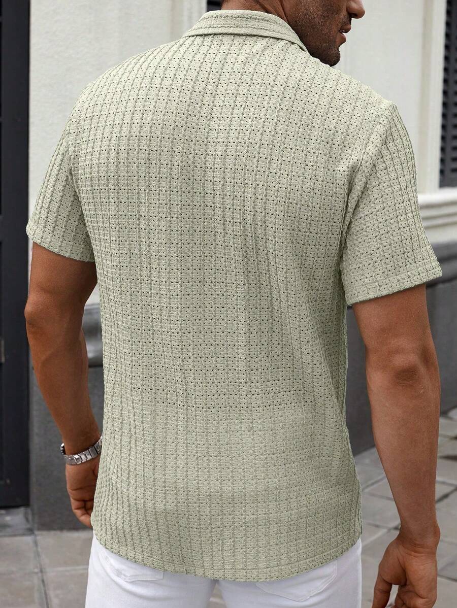 Shirt Shop Textured Mesh Cuban Collar Short Sleeve Shirt – Ralven