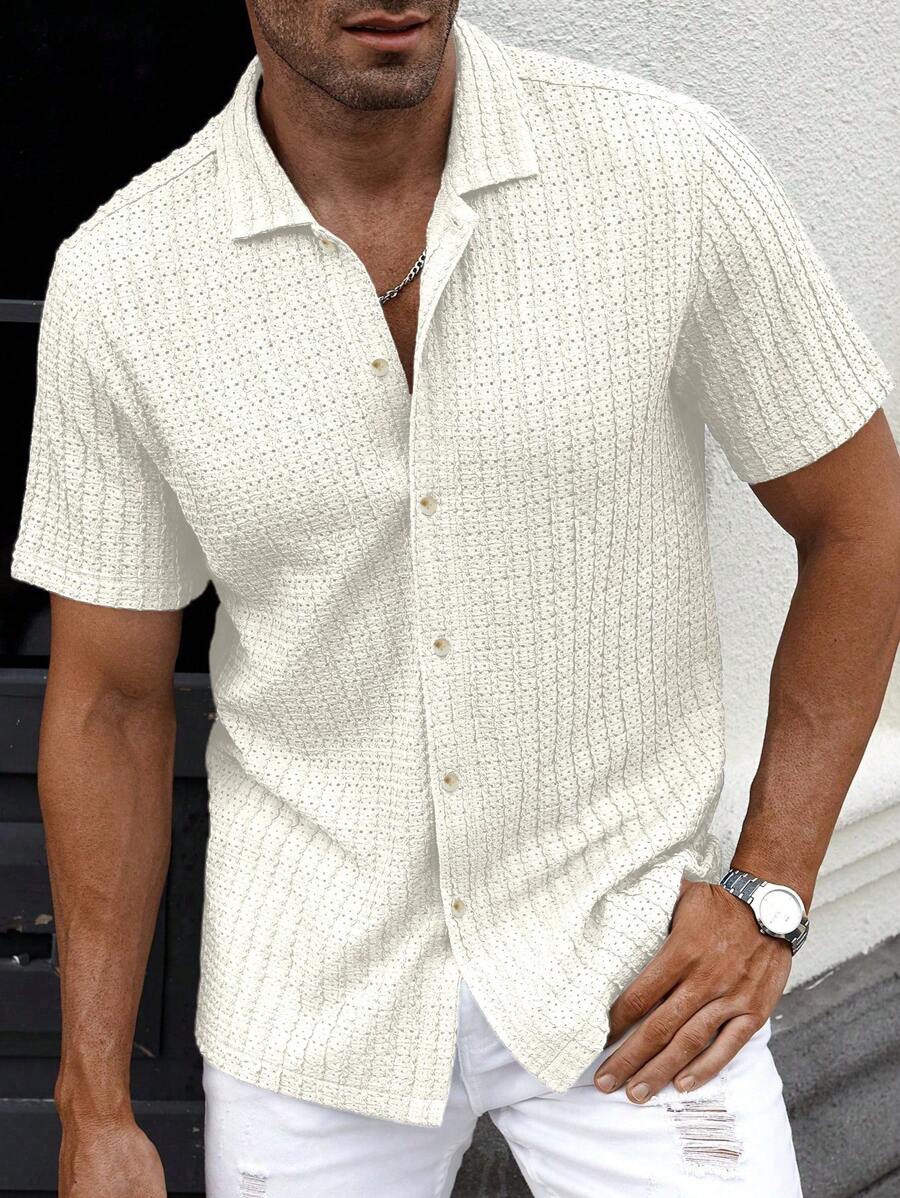 Shirt Shop Textured Mesh Cuban Collar Short Sleeve Shirt – Ralven