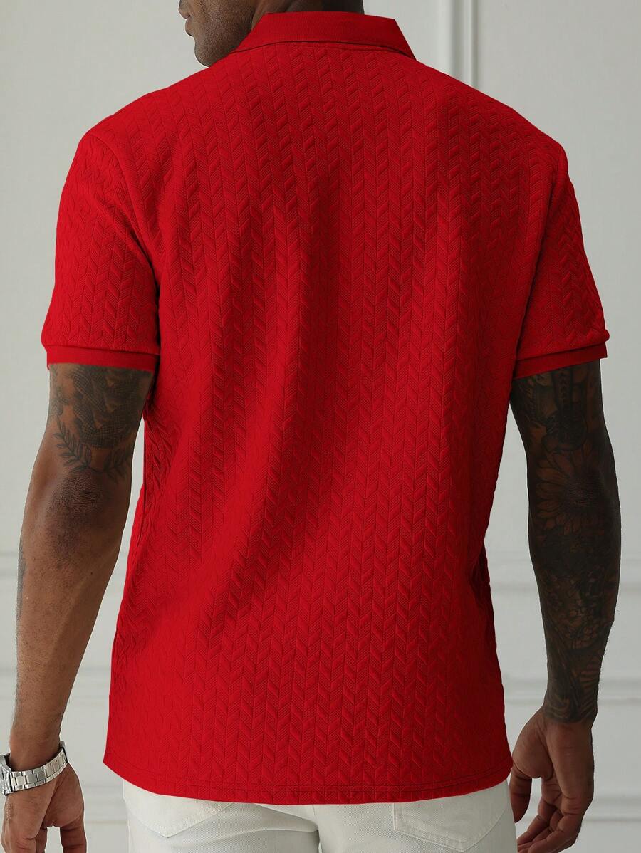 Mens Polo Shirt Geometric Jacquard Knit Short Sleeve – Valron