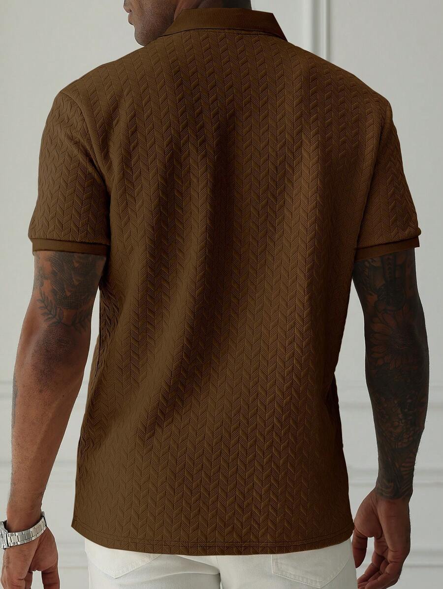 Mens Polo Shirt Geometric Jacquard Knit Short Sleeve – Valron