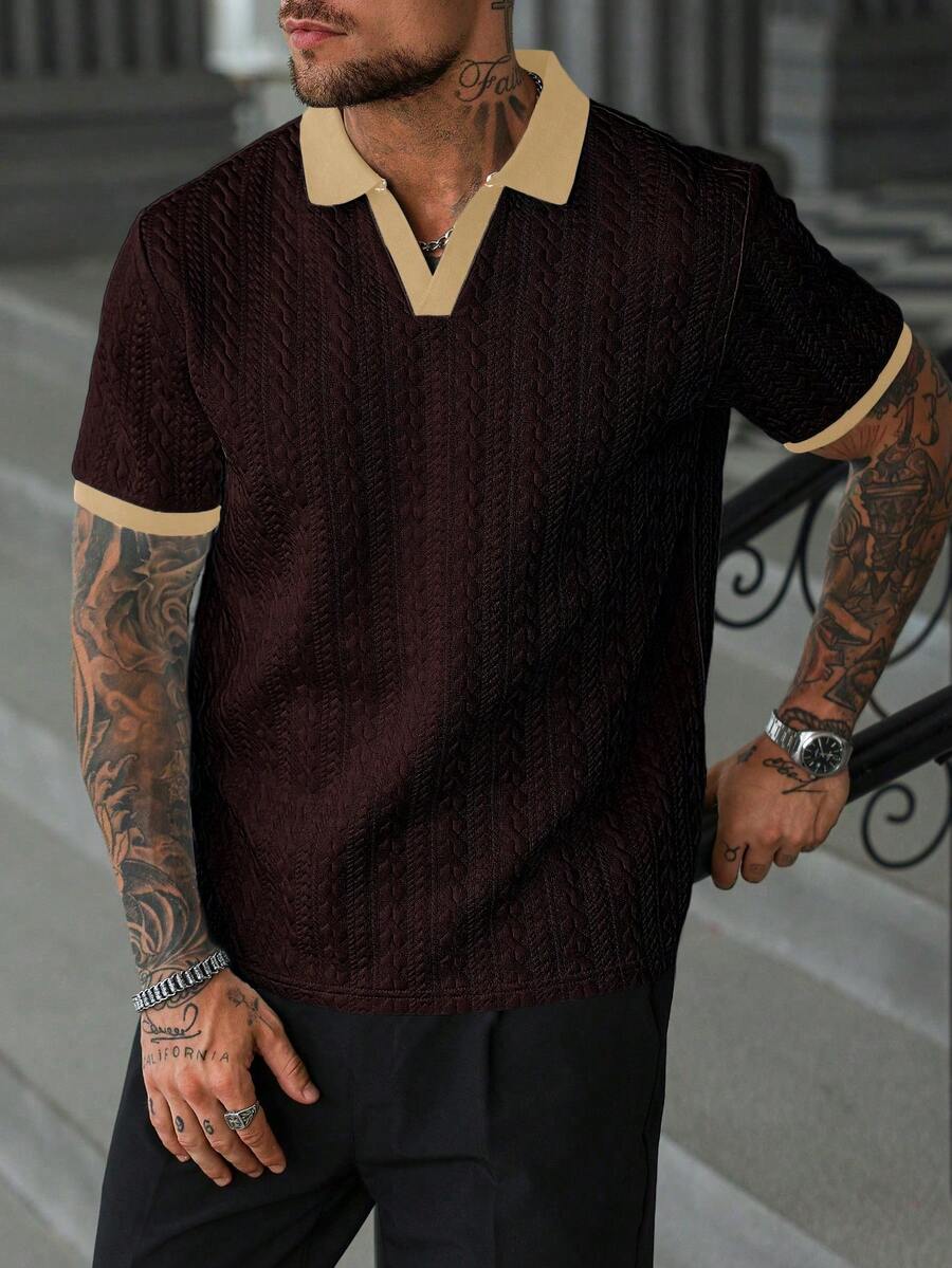 Mens Polo Shirt Contrast Binding Knit Short Sleeve – Valron