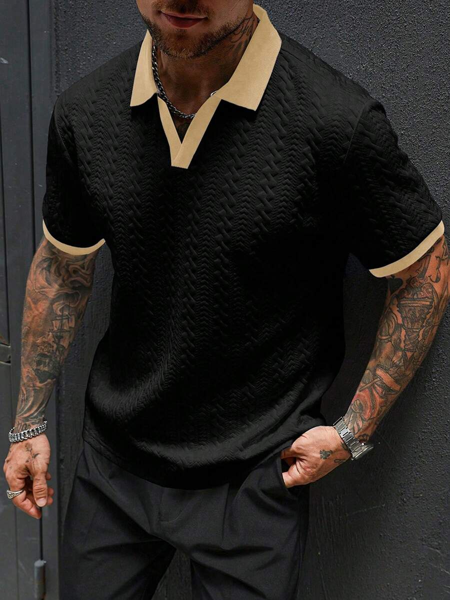Mens Polo Shirt Contrast Binding Knit Short Sleeve – Valron