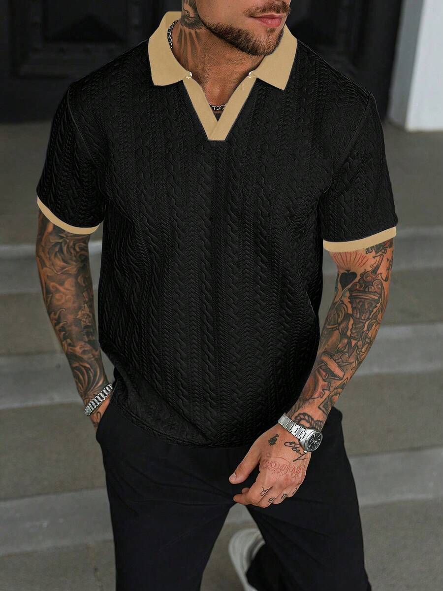 Mens Polo Shirt Contrast Binding Knit Short Sleeve – Valron