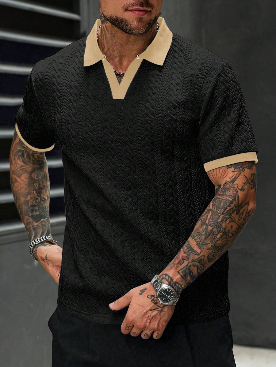Mens Polo Shirt Contrast Binding Knit Short Sleeve – Valron