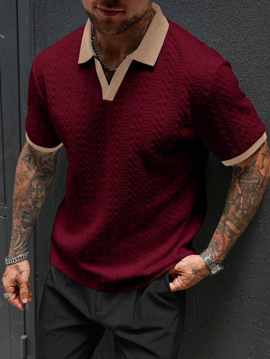 Mens Polo Shirt Contrast Binding Knit Short Sleeve – Valron