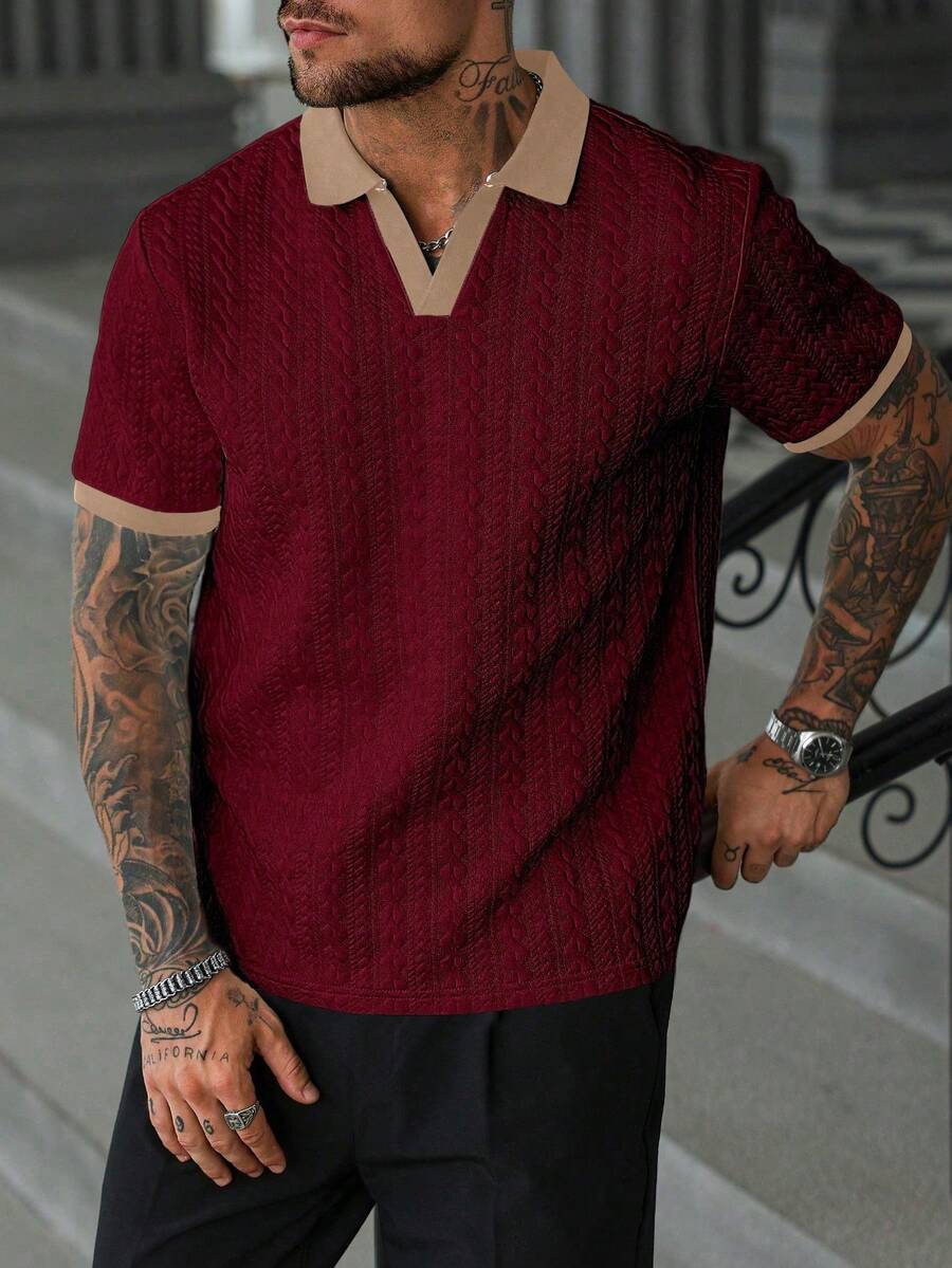 Mens Polo Shirt Contrast Binding Knit Short Sleeve – Valron