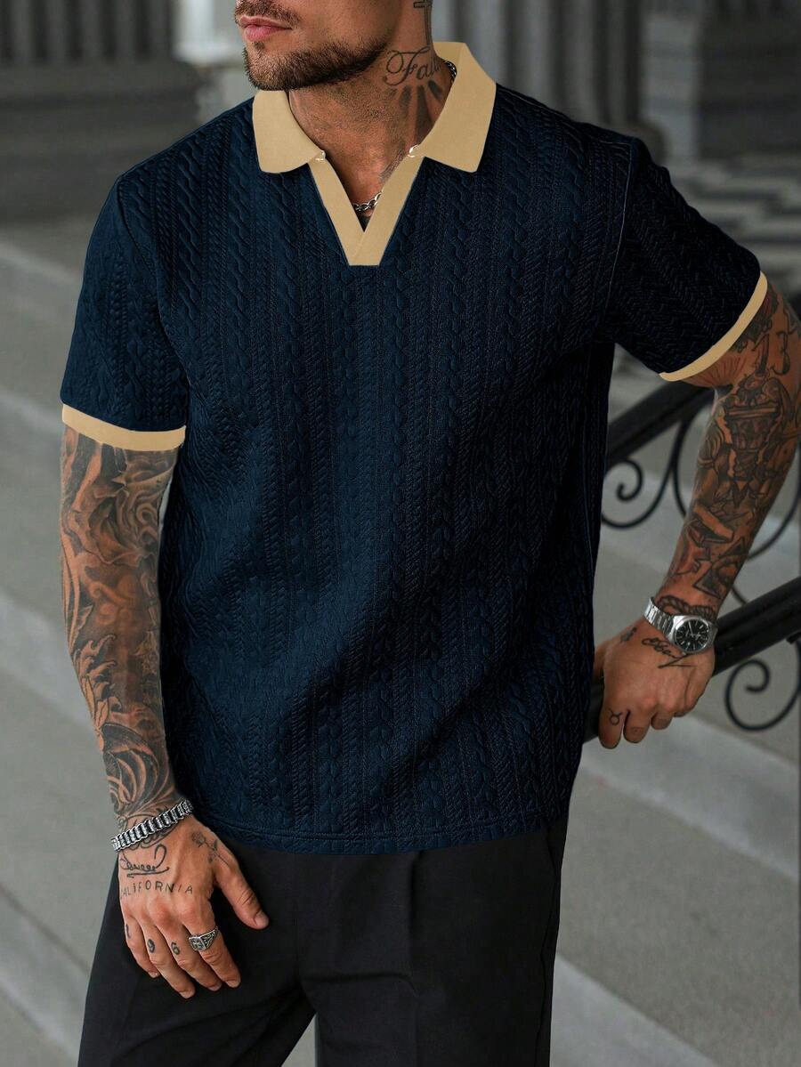 Mens Polo Shirt Contrast Binding Knit Short Sleeve – Valron