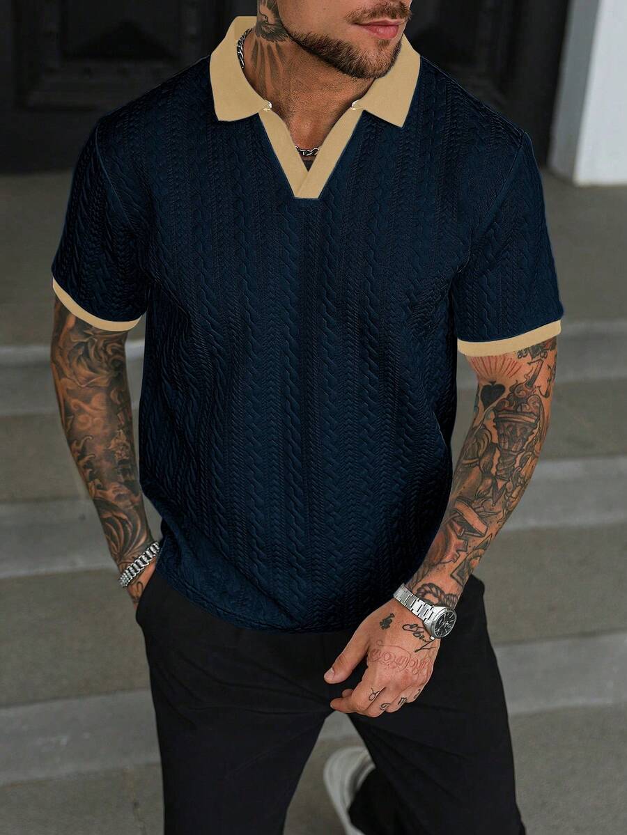 Mens Polo Shirt Contrast Binding Knit Short Sleeve – Valron