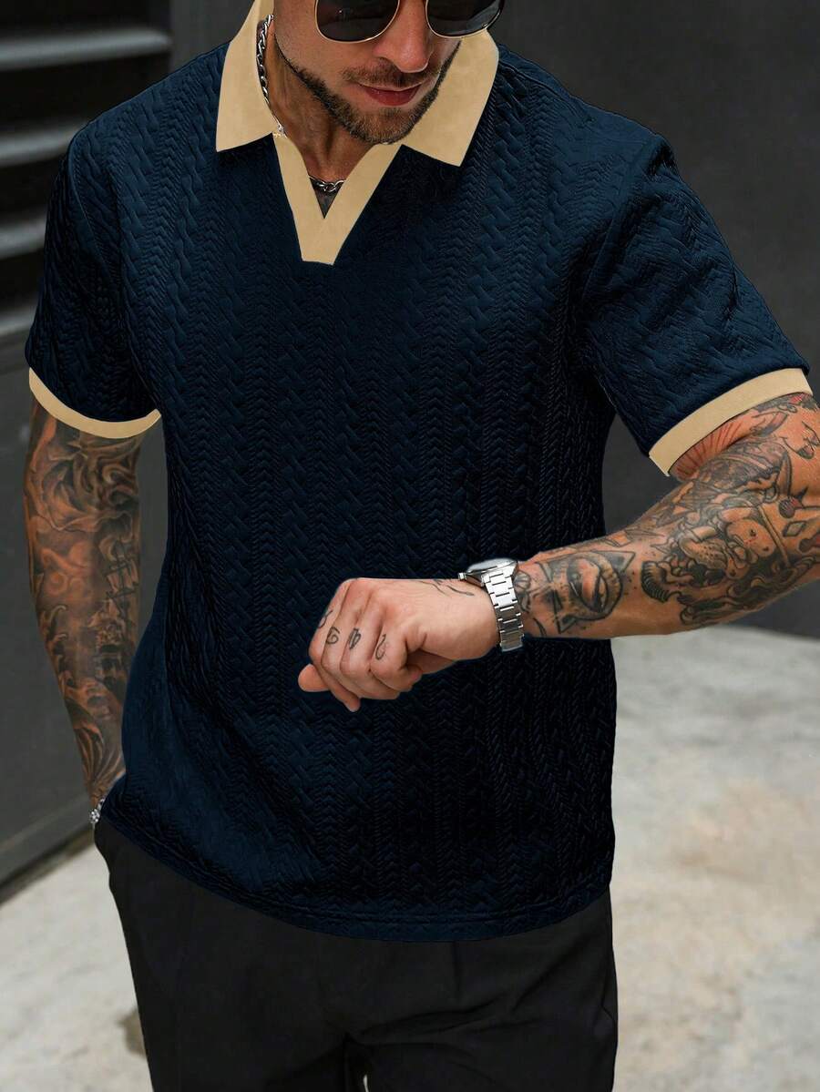 Mens Polo Shirt Contrast Binding Knit Short Sleeve – Valron