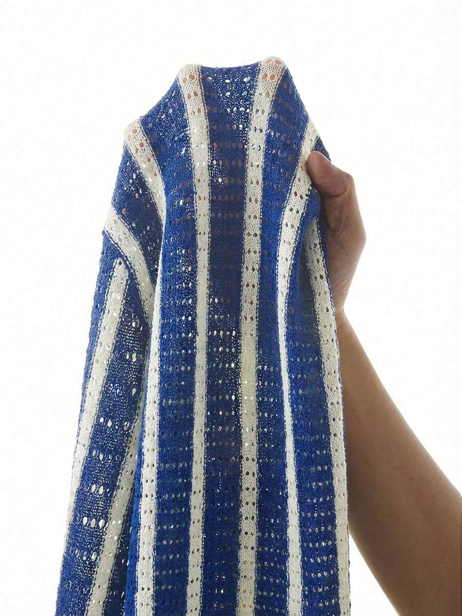 Mens Short Sleeve Crochet Knit Shirt Stripe Button Front – Vanto