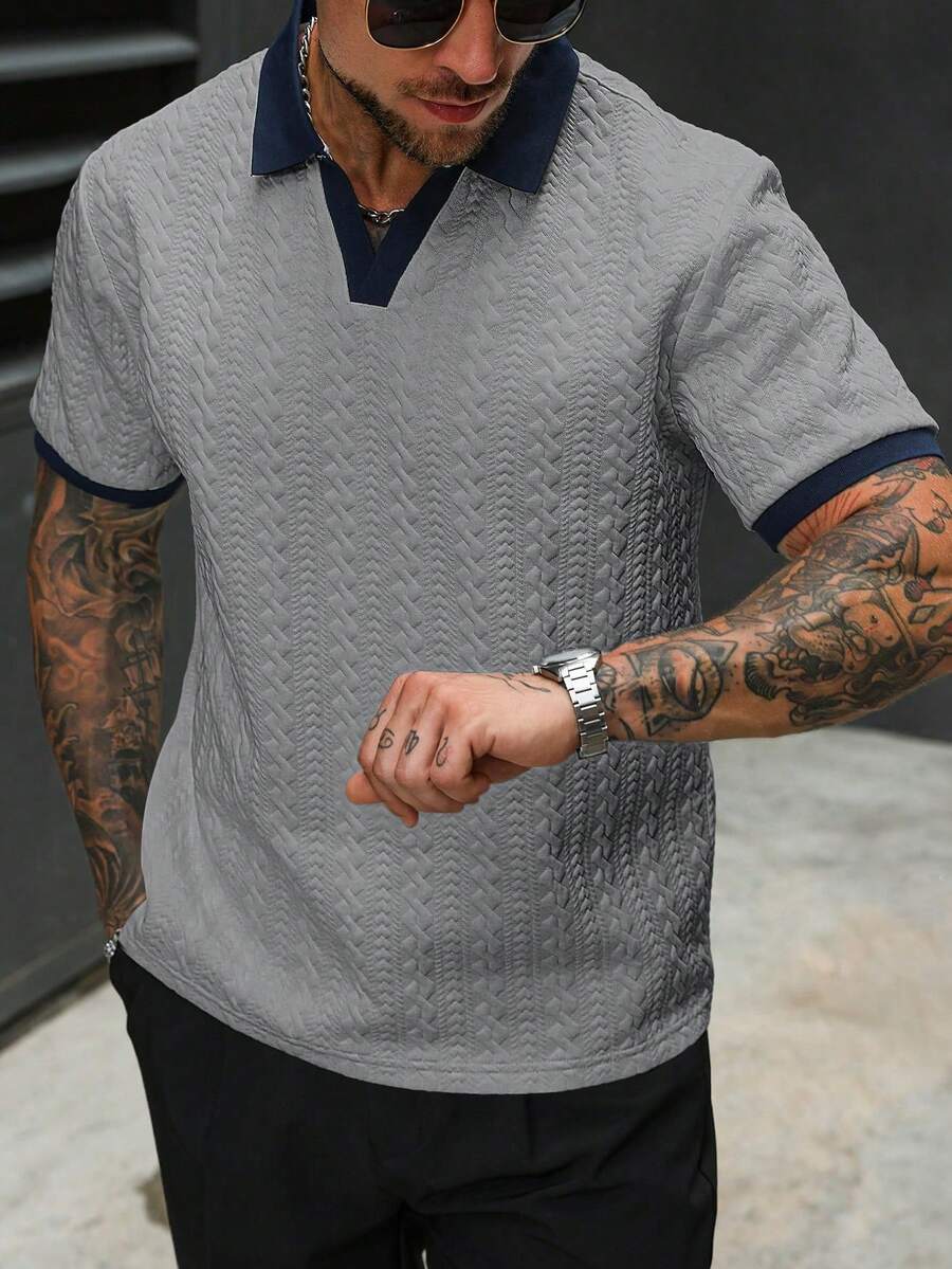 Mens Polo Shirt Contrast Binding Knit Short Sleeve – Valron