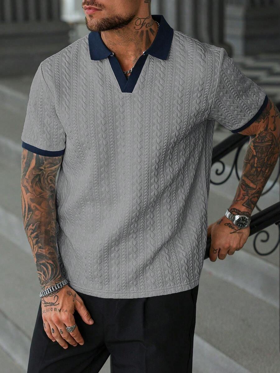 Mens Polo Shirt Contrast Binding Knit Short Sleeve – Valron