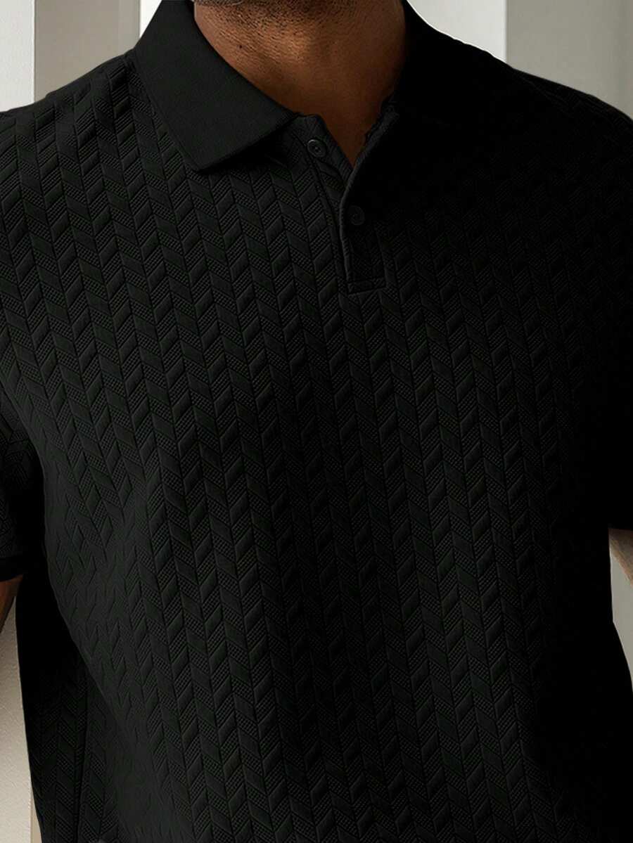 Mens Polo Shirt Geometric Jacquard Knit Short Sleeve – Valron