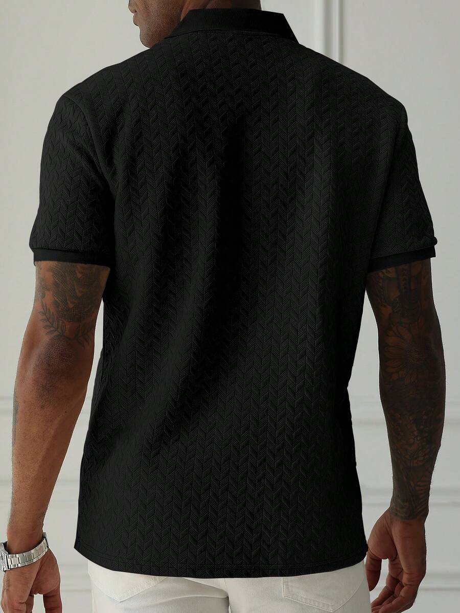 Mens Polo Shirt Geometric Jacquard Knit Short Sleeve – Valron