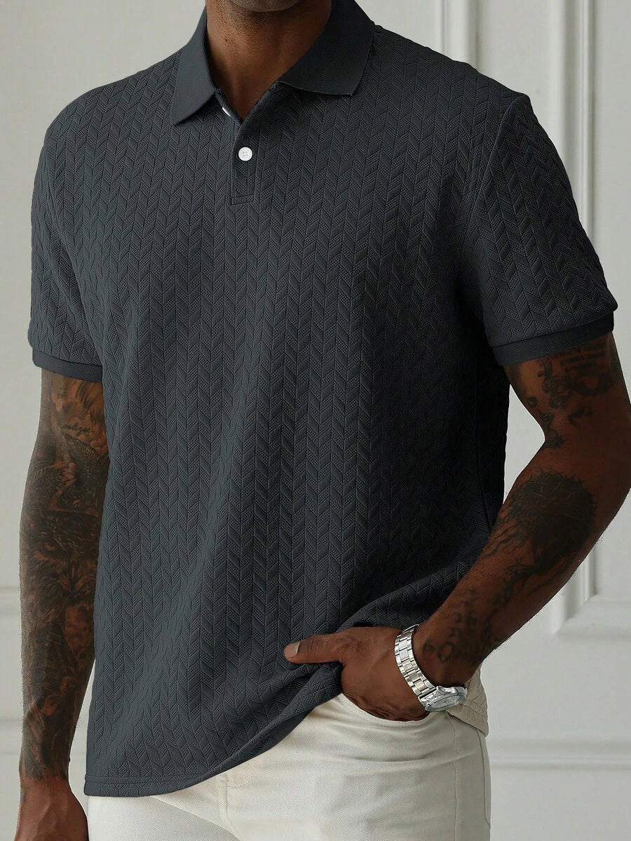 Mens Polo Shirt Geometric Jacquard Knit Short Sleeve – Valron