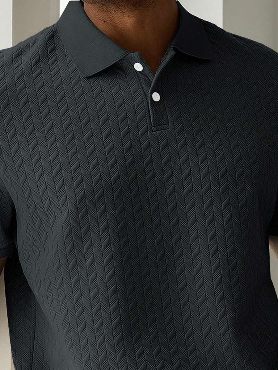 Mens Polo Shirt Geometric Jacquard Knit Short Sleeve – Valron