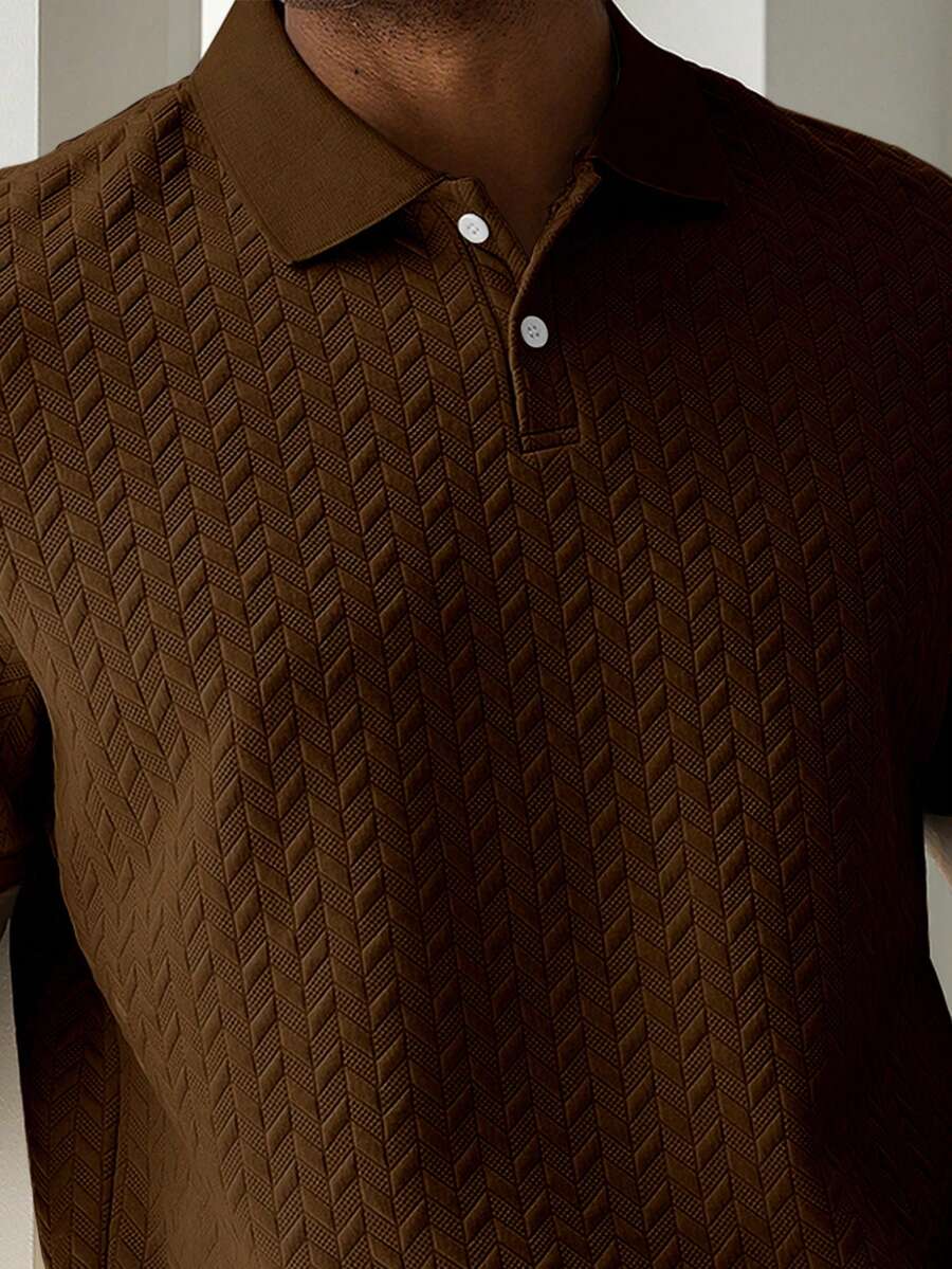 Mens Polo Shirt Geometric Jacquard Knit Short Sleeve – Valron