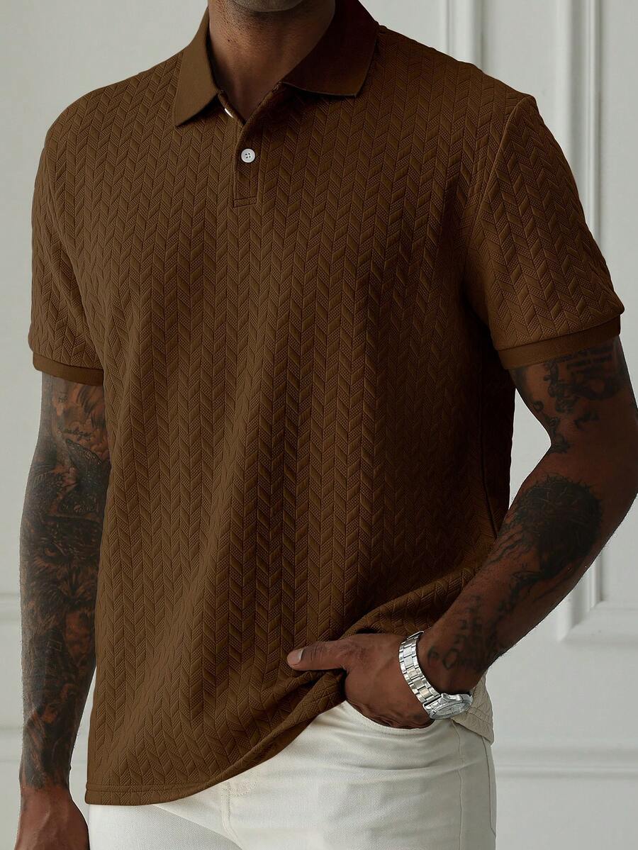 Mens Polo Shirt Geometric Jacquard Knit Short Sleeve – Valron