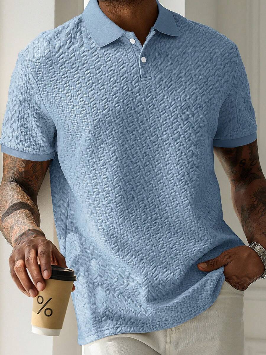 Mens Polo Shirt Geometric Jacquard Knit Short Sleeve – Valron