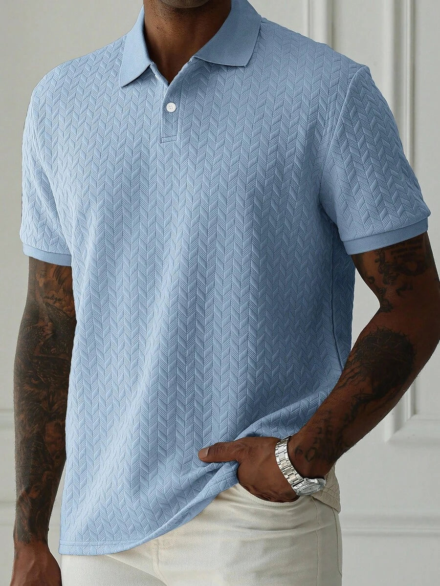 Mens Polo Shirt Geometric Jacquard Knit Short Sleeve – Valron