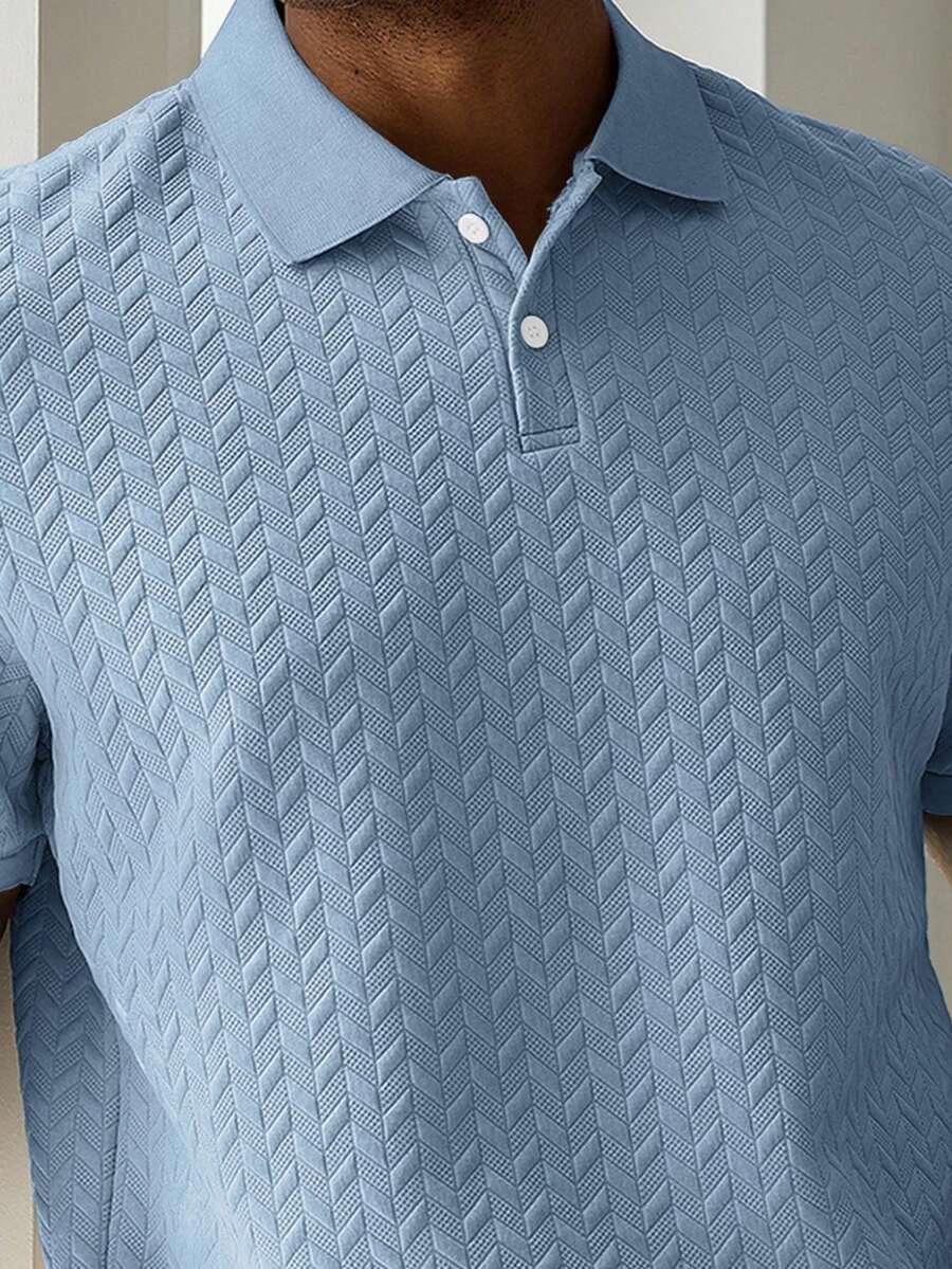 Mens Polo Shirt Geometric Jacquard Knit Short Sleeve – Valron