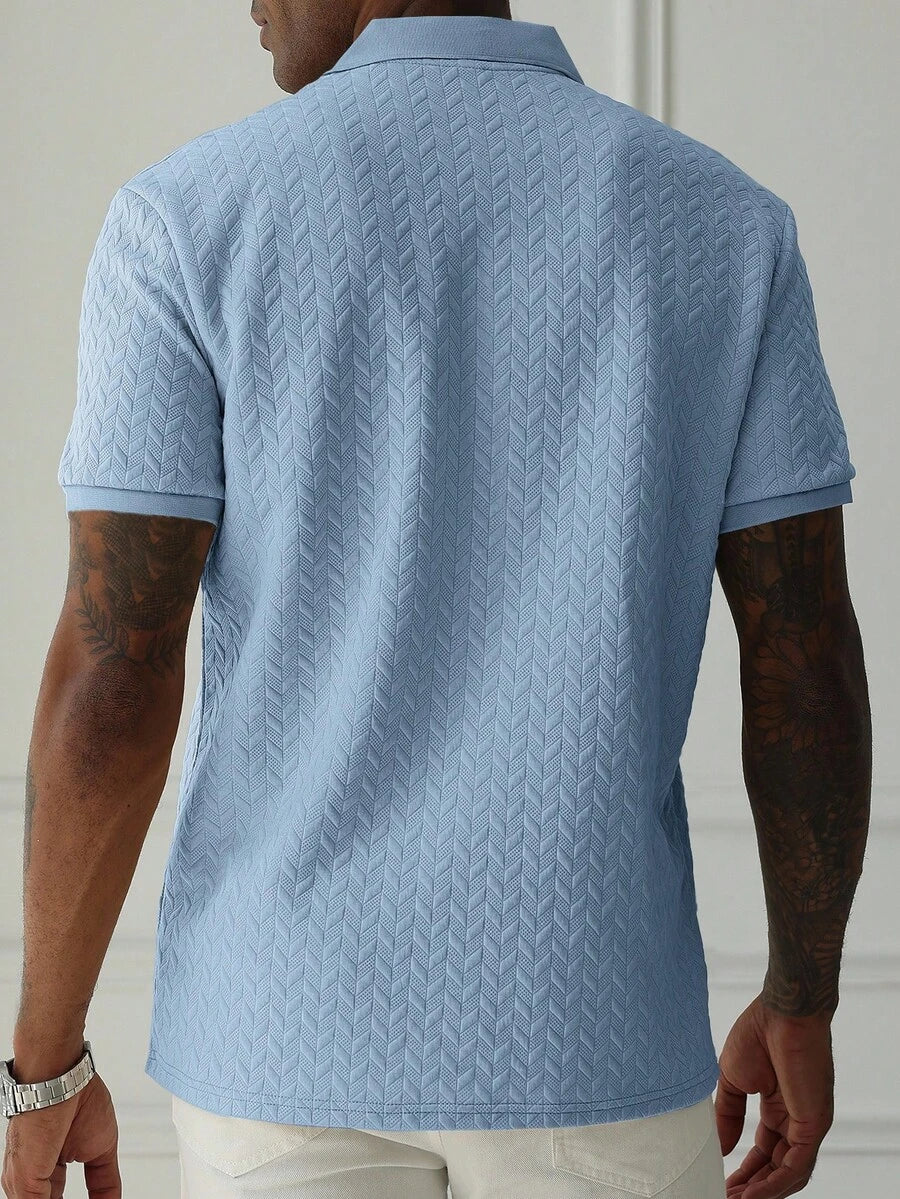 Mens Polo Shirt Geometric Jacquard Knit Short Sleeve – Valron