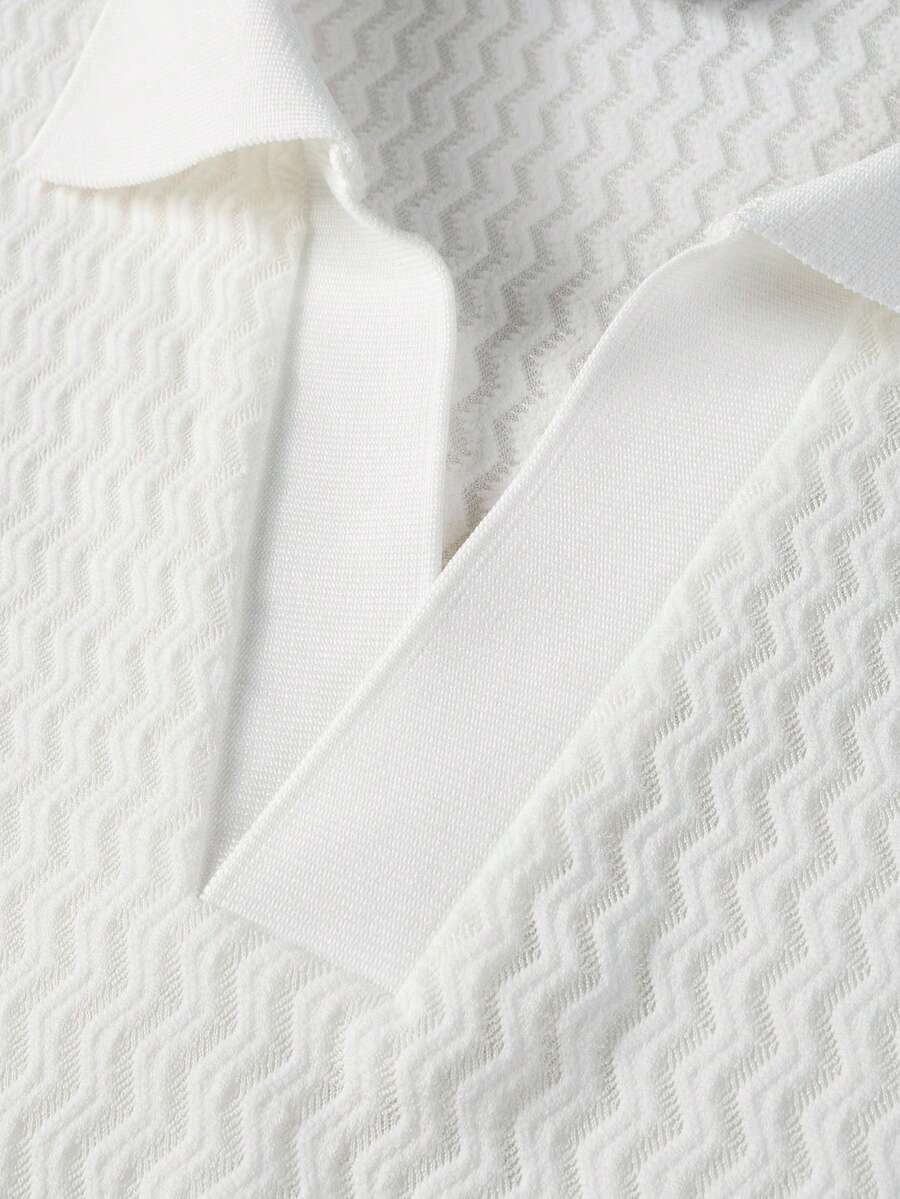 Mens Polo Shirt Geometric Jacquard Knit Short Sleeve – Valron