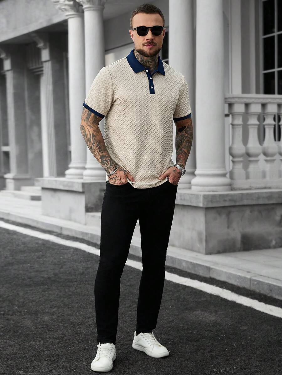 Mens Polo Shirt Contrast Binding Knit Short Sleeve – Valron