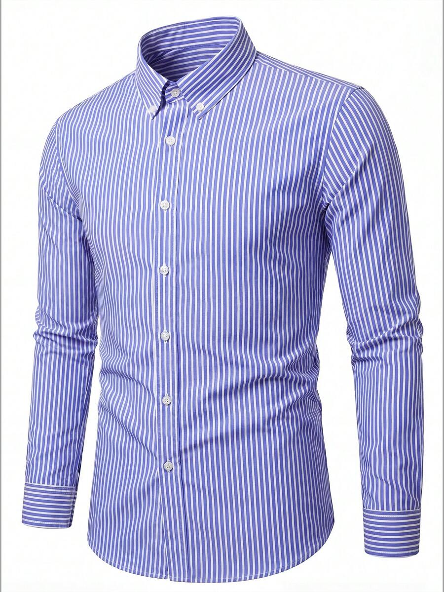 Shirt Shop Stand Collar Button-Up Long Sleeve Polyester Stretch – Marvo