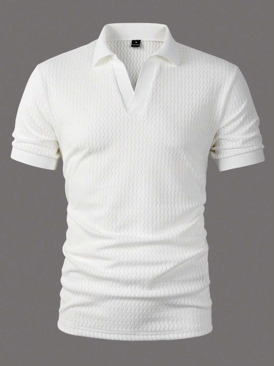 Mens Polo Shirt Geometric Jacquard Knit Short Sleeve – Valron