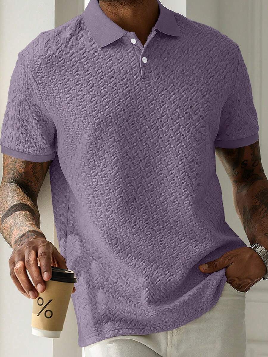 Mens Polo Shirt Geometric Jacquard Knit Short Sleeve – Valron