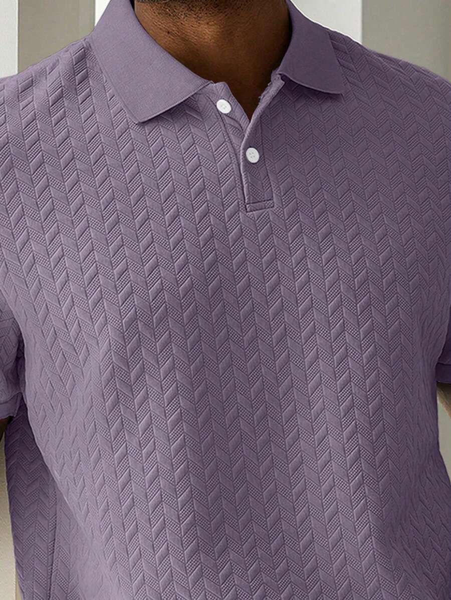 Mens Polo Shirt Geometric Jacquard Knit Short Sleeve – Valron
