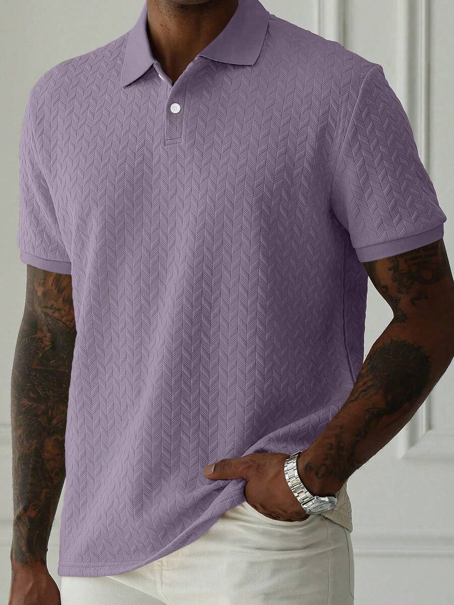 Mens Polo Shirt Geometric Jacquard Knit Short Sleeve – Valron