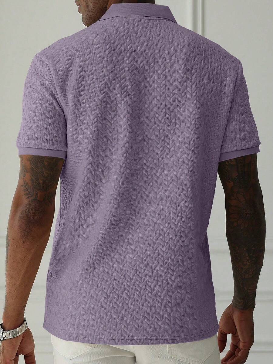 Mens Polo Shirt Geometric Jacquard Knit Short Sleeve – Valron