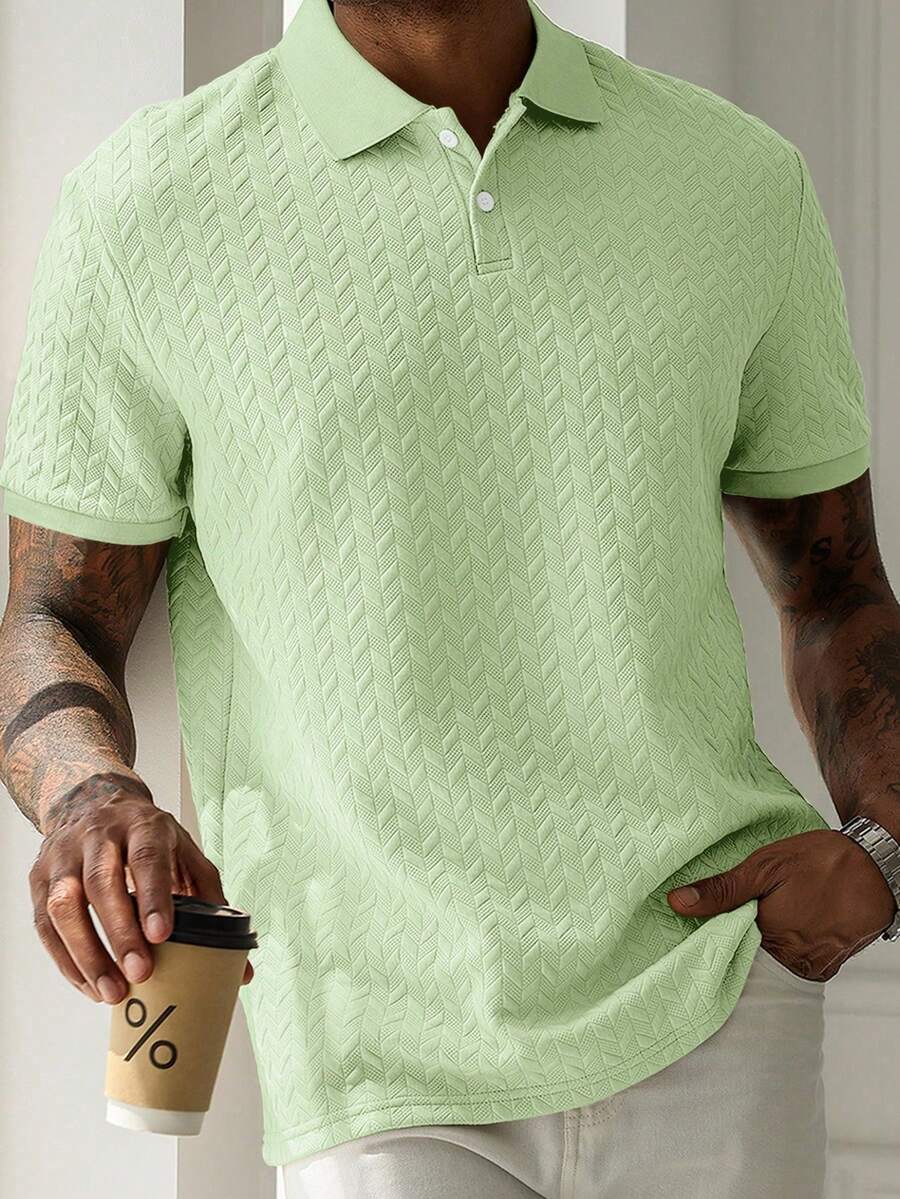 Mens Polo Shirt Geometric Jacquard Knit Short Sleeve – Valron
