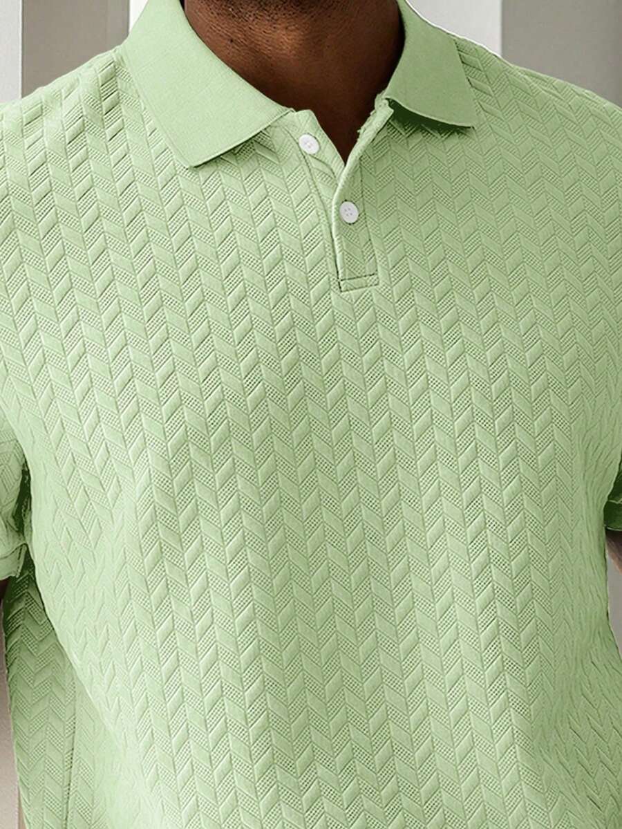 Mens Polo Shirt Geometric Jacquard Knit Short Sleeve – Valron