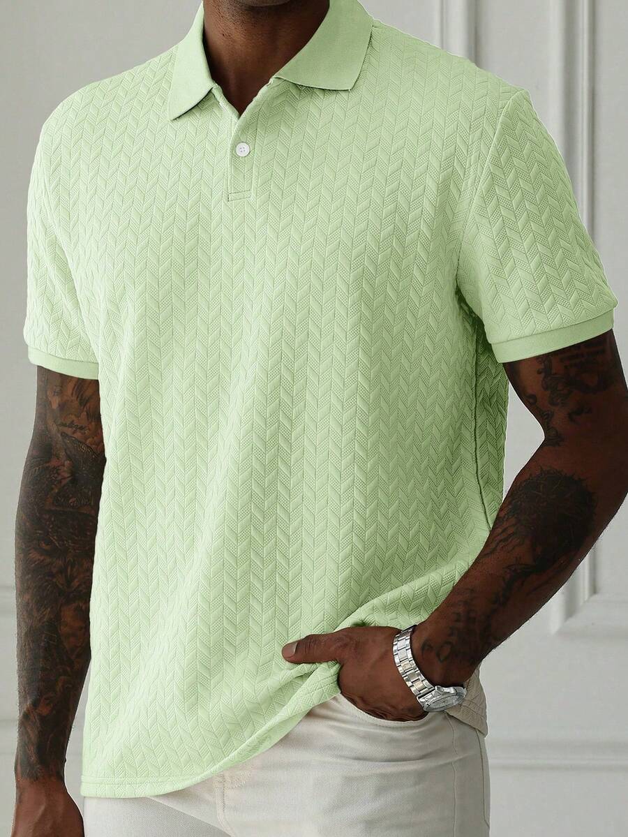 Mens Polo Shirt Geometric Jacquard Knit Short Sleeve – Valron
