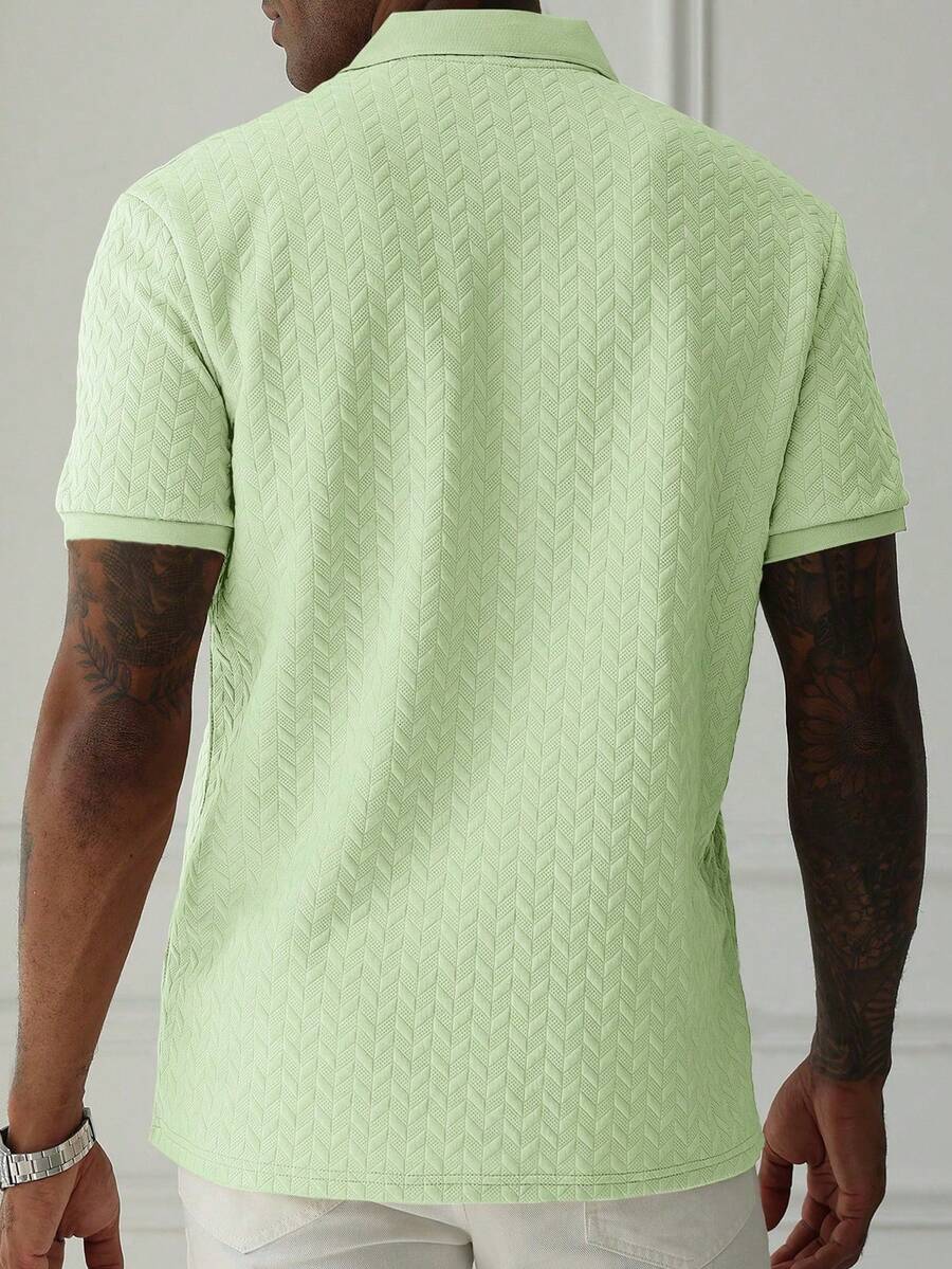 Mens Polo Shirt Geometric Jacquard Knit Short Sleeve – Valron