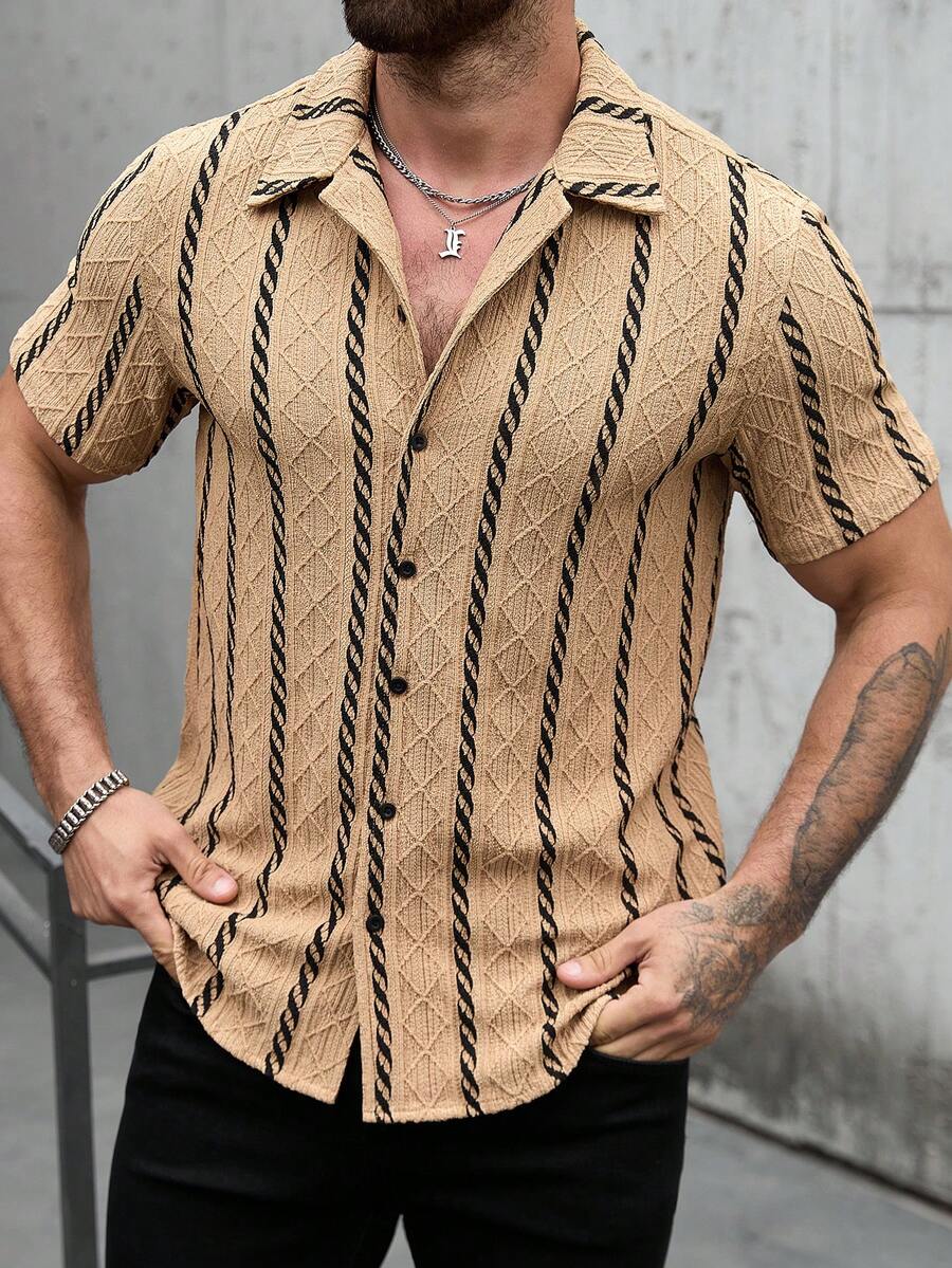 Mens Short Sleeve Shirt Solid Color Single-Breasted Casual – Vanto