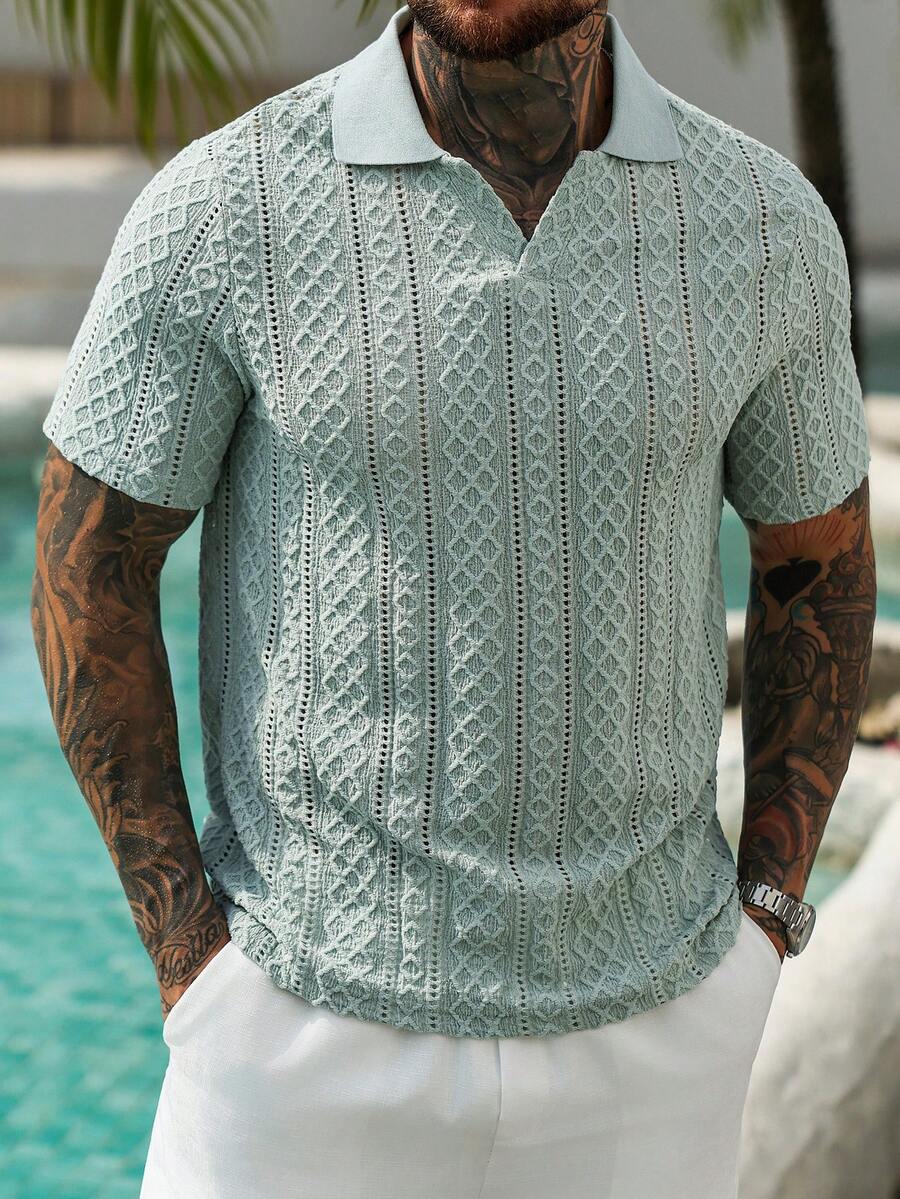 Mens Polo Shirt Contrast Binding Knit Short Sleeve – Valron