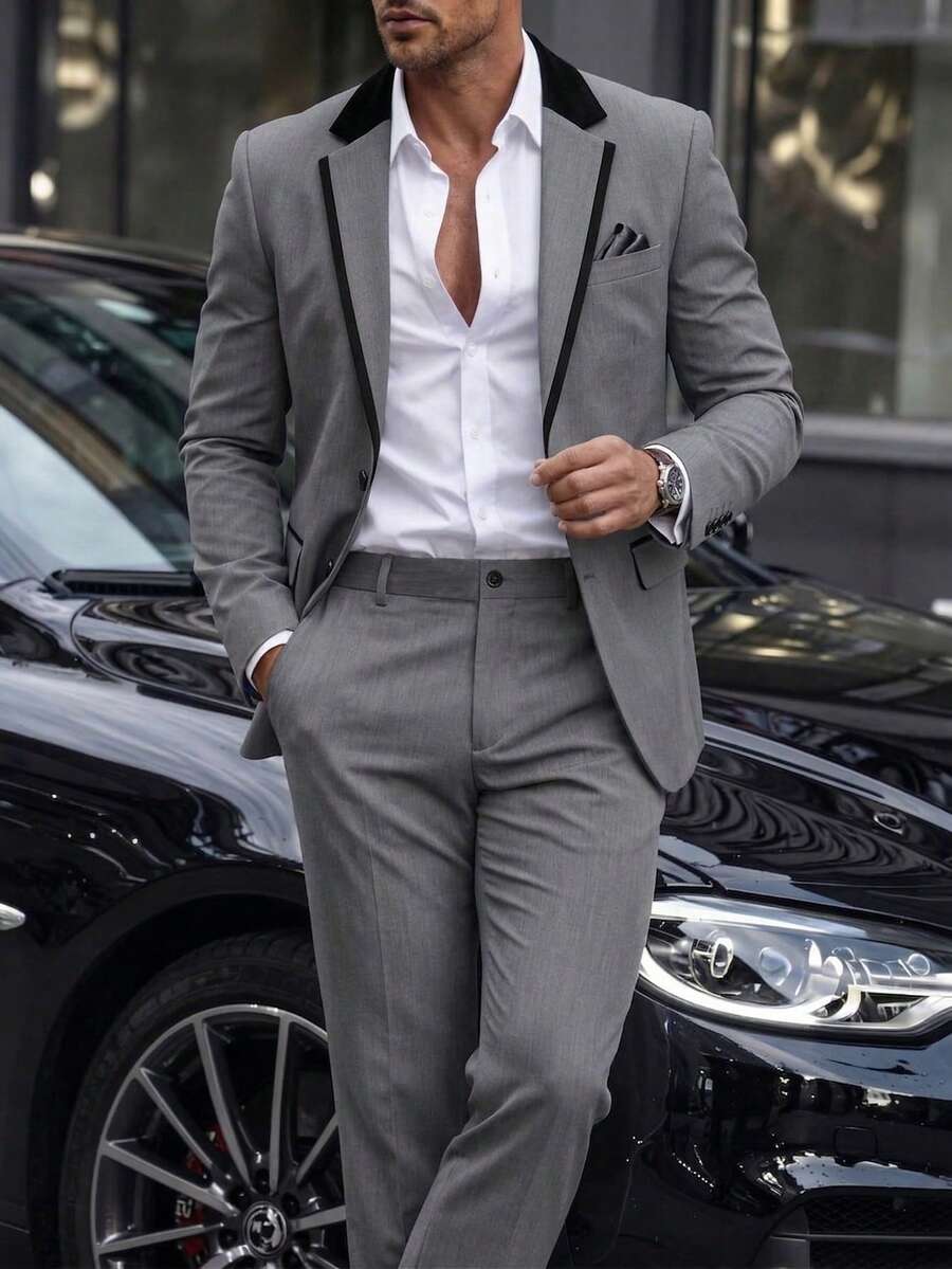 Mens Trouser Suit Shawl Collar Blazer Two-Piece Set – Vandro