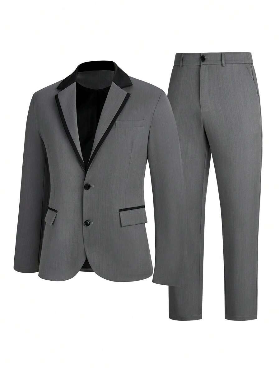 Mens Trouser Suit Shawl Collar Blazer Two-Piece Set – Vandro