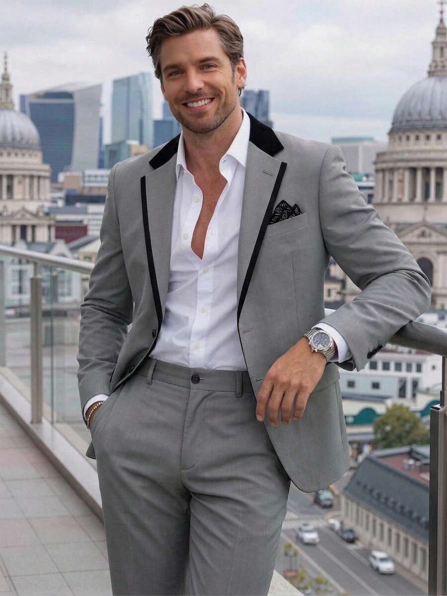 Mens Trouser Suit Shawl Collar Blazer Two-Piece Set – Vandro
