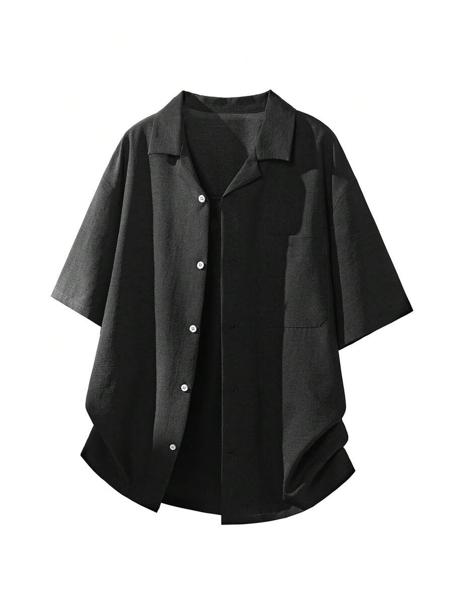 Mens T-Shirt Faux Linen Oversized Fit Short Sleeve Casual Shirt – Valner